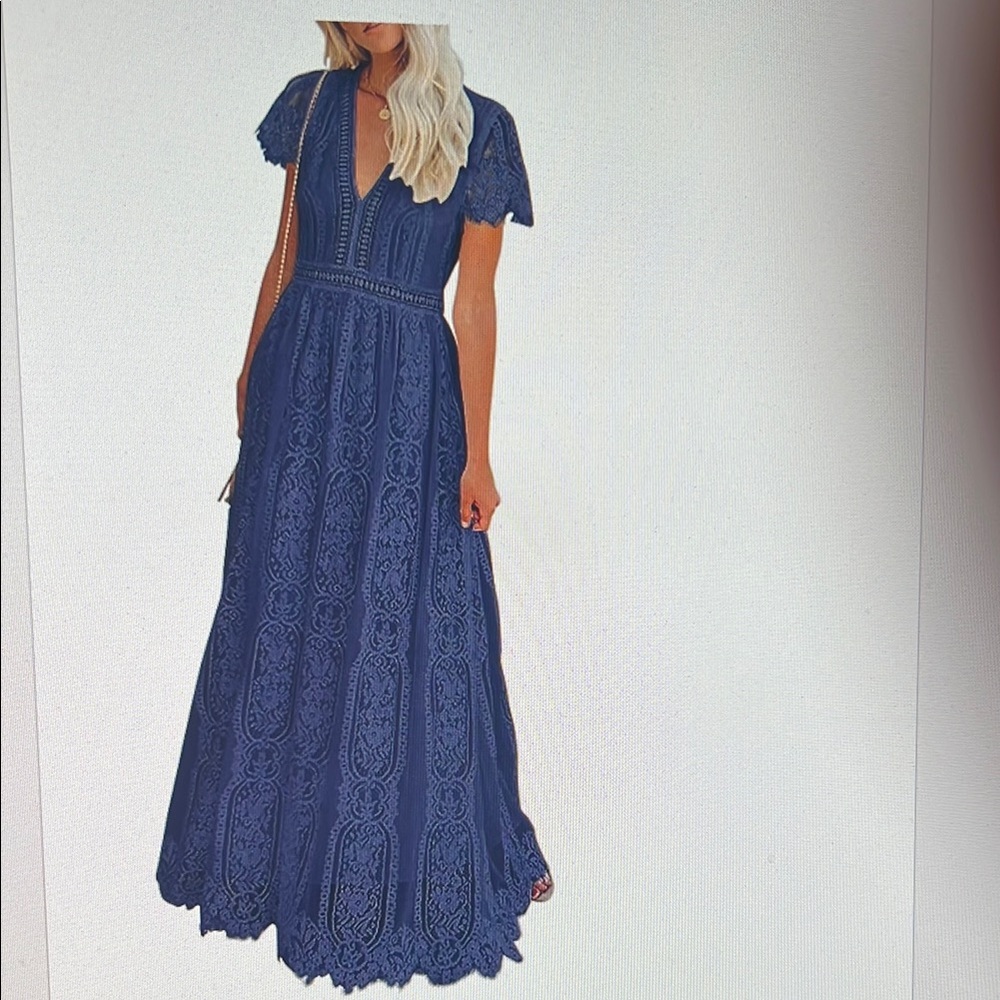 NWT Navy Blue Lace Maxi Dress